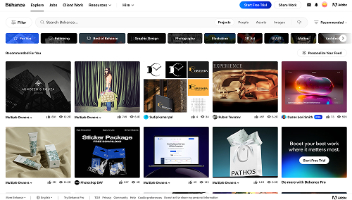 Behance homepage