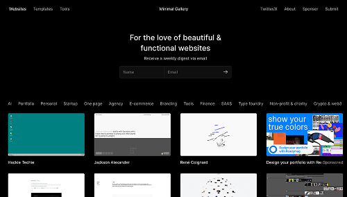 Minimal Gallery homepage