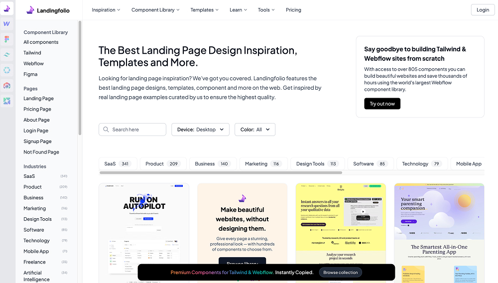 Landingfolio homepage