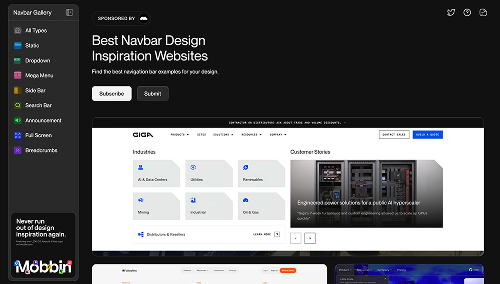 Navbar Gallery homepage
