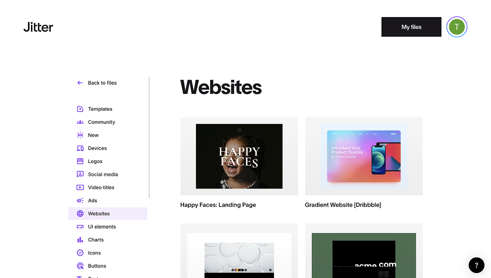 Jitter templates web page