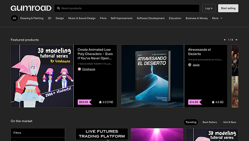 Gumroad discover page