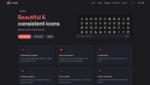 Lucide Icons homepage