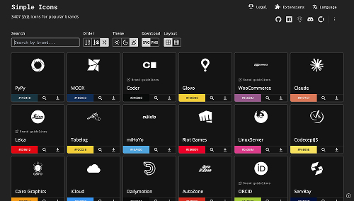 Simple Icons homepage