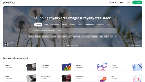 Pixabay homepage