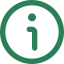 Green circle with a lowercase letter i inside representing information.