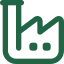 Icon of an industrial factory with three smokestacks.