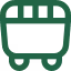 Green dumpster icon with a slanted front and evenly spaced vertical vents on top.
