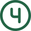 Green circle with a stylized number 4 inside.