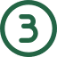 Green circular symbol with a stylized number 3 inside.