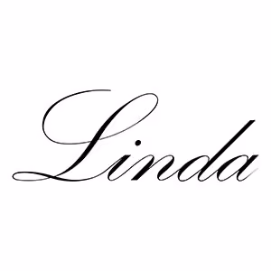 The word Linda written in elegant black script on a white background.