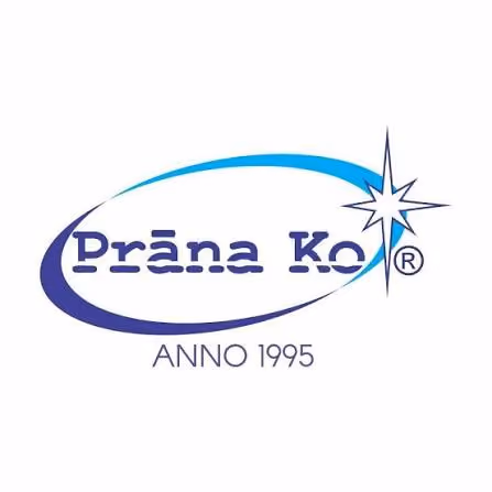 Prāna Ko logo with a blue gradient swoosh and star, text reads ANNO 1995 below.