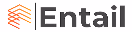 Entail company logo with stacked orange lines forming a stylized E.