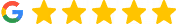 Google logo followed by five gold stars representing a five-star rating.