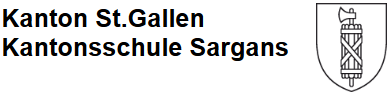 Wappen des Kantons St. Gallen mit der Beschriftung 'Kanton St.Gallen Kantonsschule Sargans'.