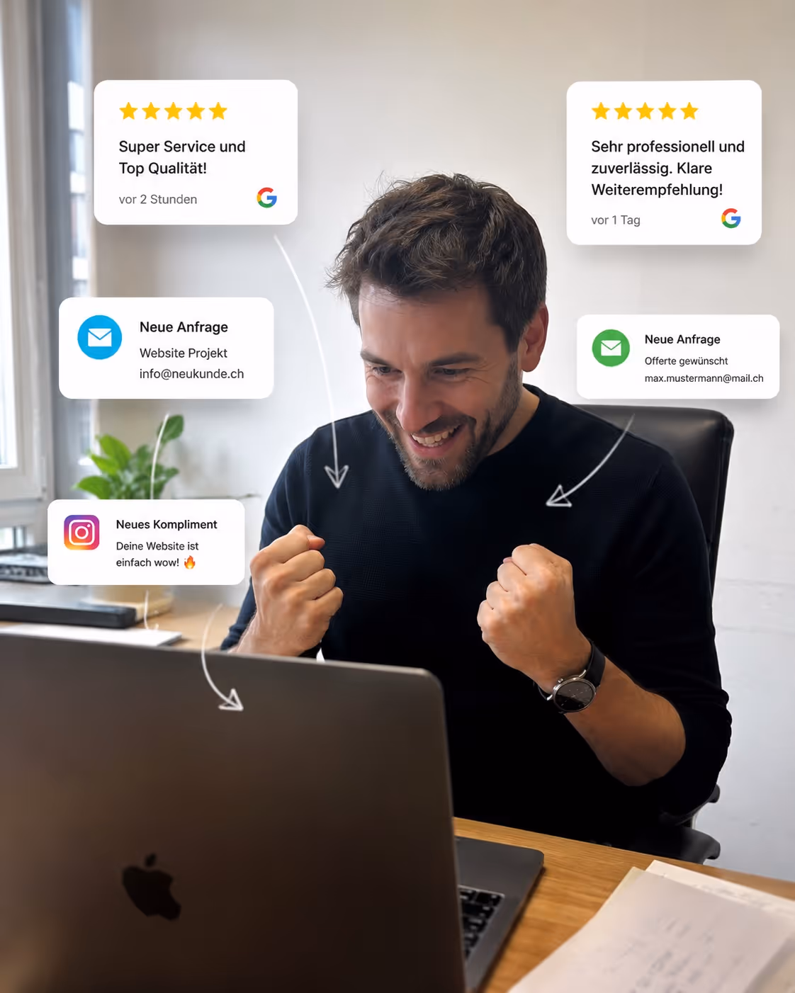 Webdesign für KMU, Beispiel einer von Hyperpage erstellten Website auf Laptop und Smartphone