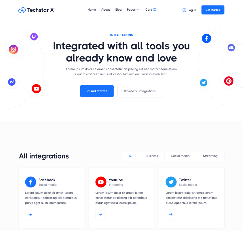 Integrations - Techstar X Webflow Template