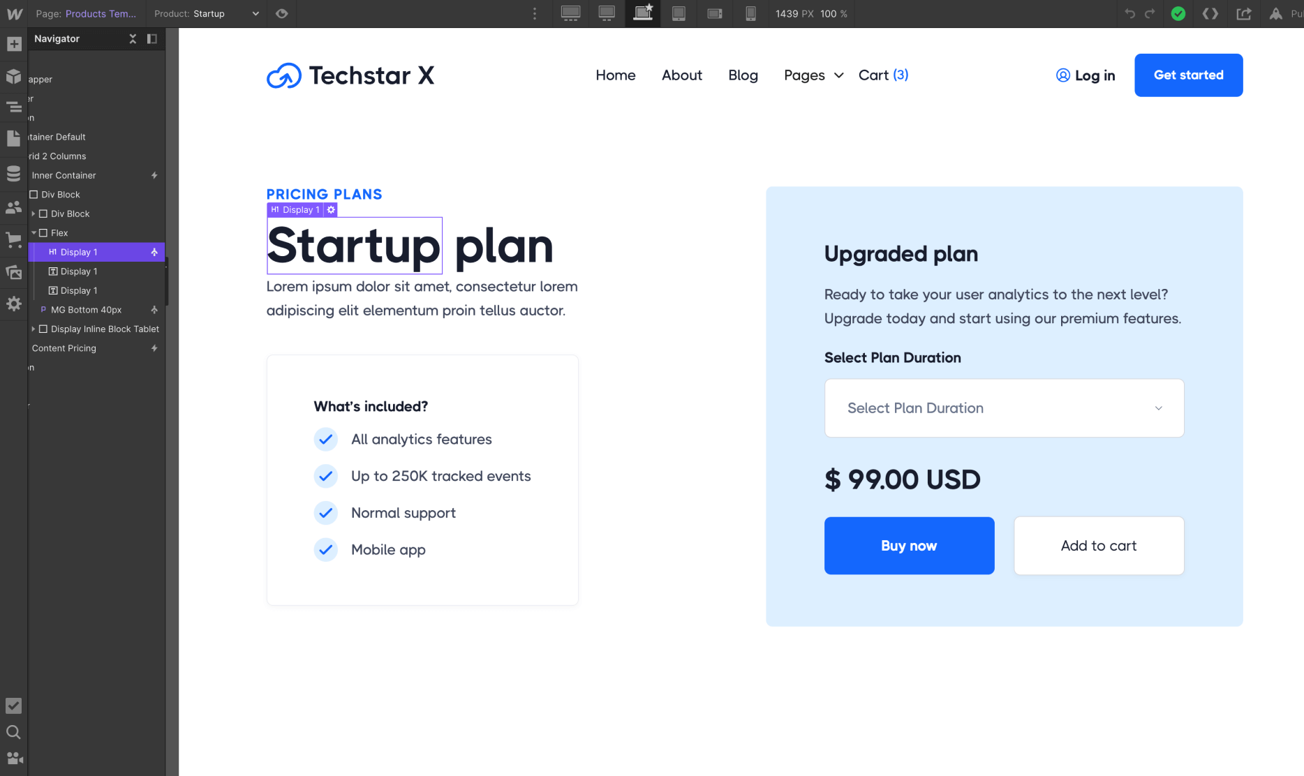Ecommerce Page - Techstar X Webflow Template