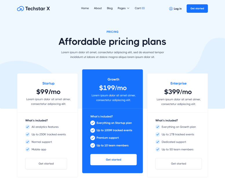 Pricing - Techstar X Webflow Template