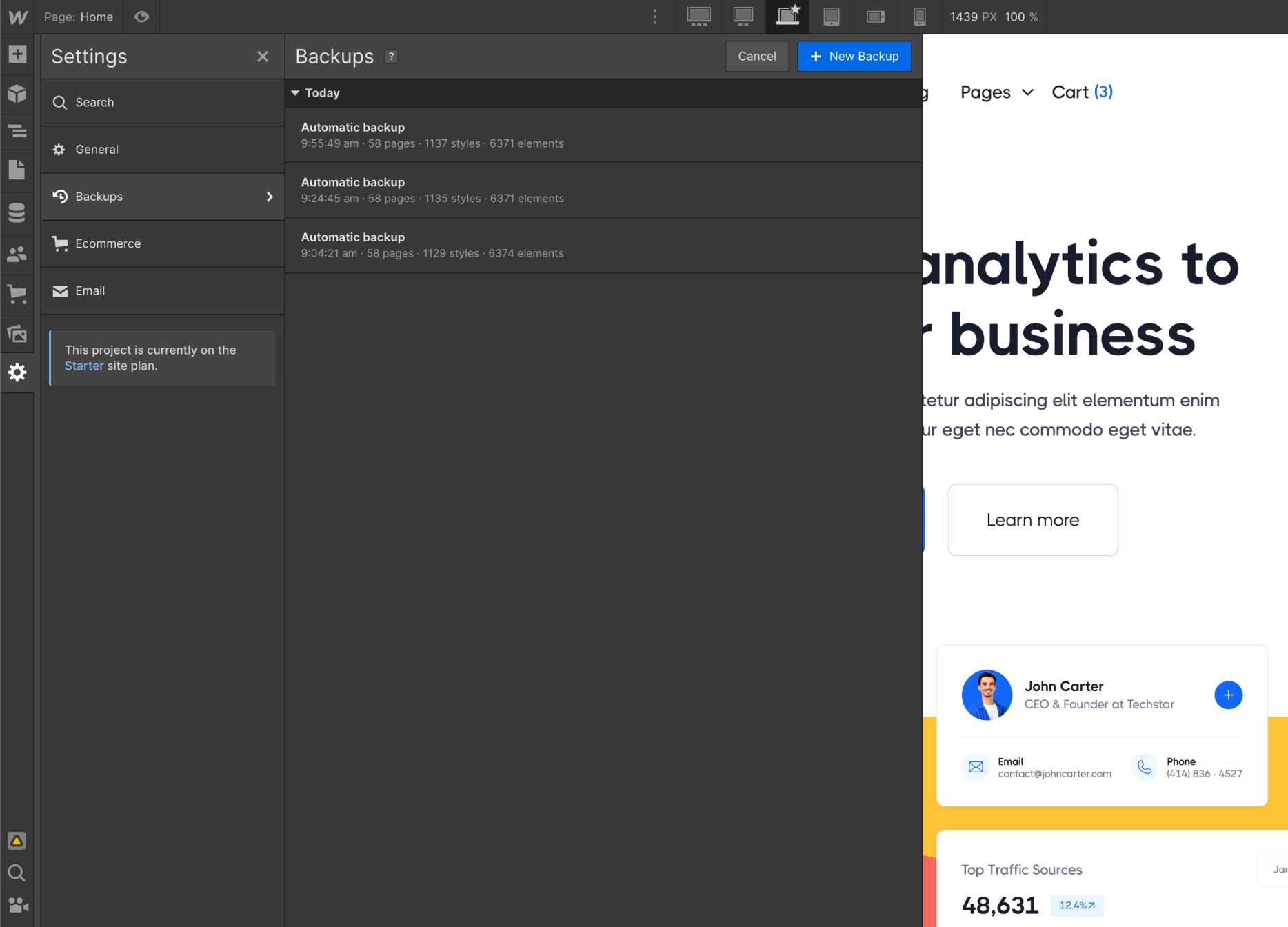Backups - Techstar X Webflow Template