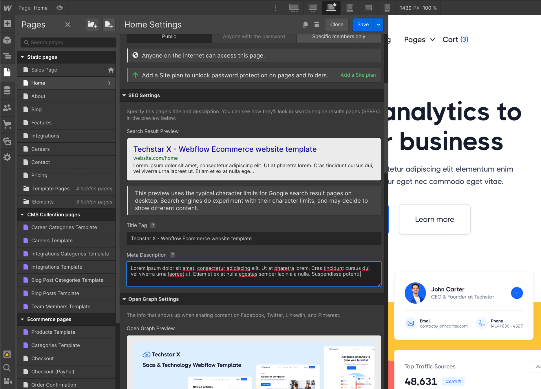 SEO - Techstar X Webflow Template