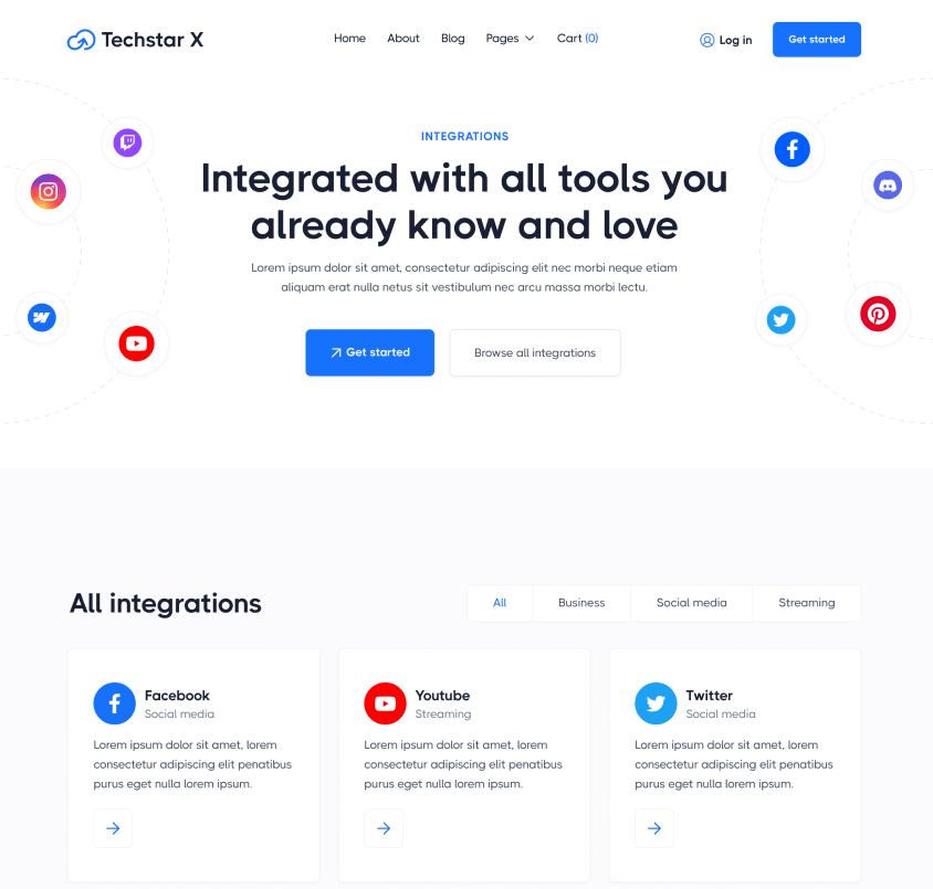 Integrations - Techstar Webflow Template