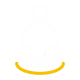 White icon of a person standing within a yellow arc on a black background, symbolizing location or user presence.