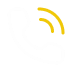 White phone handset icon with two yellow curved lines indicating a call or ringing on a black background.