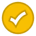 Yellow circle with a black checkmark inside.