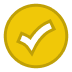 Yellow circle with a black checkmark inside.