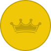 Gold circular emblem with a crown icon in the center.