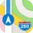 Map icon showing Interstate 280 near a blue navigation arrow.