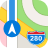 Map icon showing Interstate 280 near a blue navigation arrow.