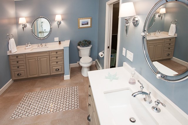 Detail of one of the vanities in the South Shore primary bathroom