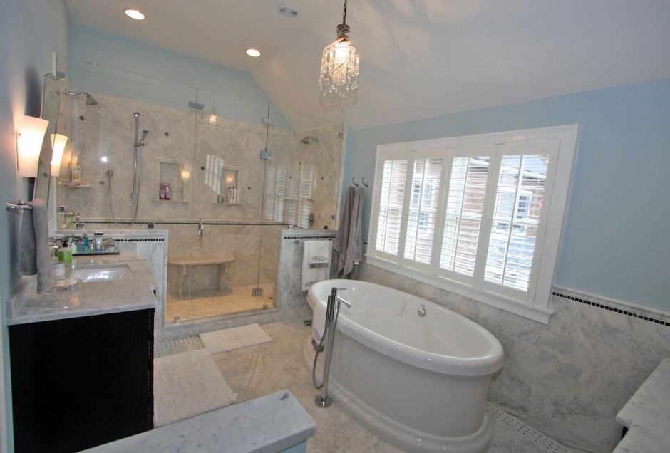 Vanity area in the Marshfield primary bath