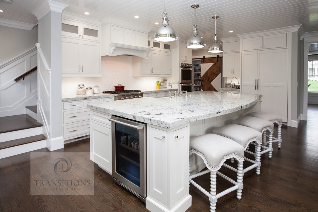 Large island with seating in the Norwell kitchen