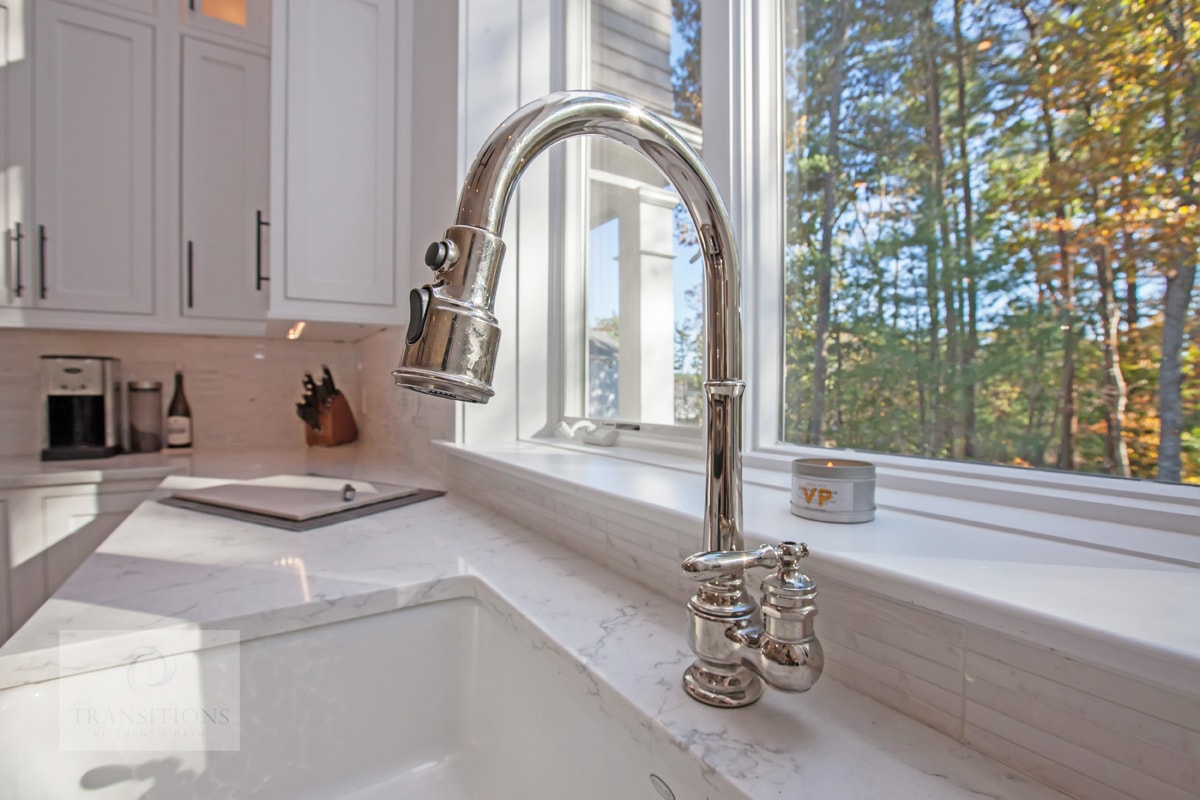 High ceilings and large windows in the modern Norwell kitchen