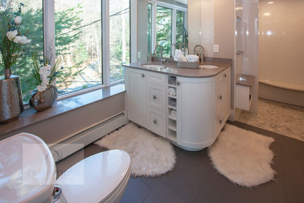 Vanity area in the spa-style Norwell bathroom