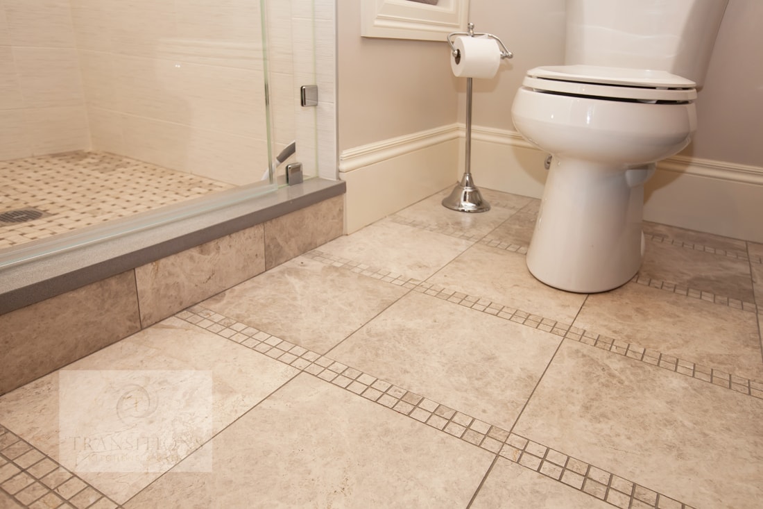 Vanity area in the Hingham contemporary guest bath