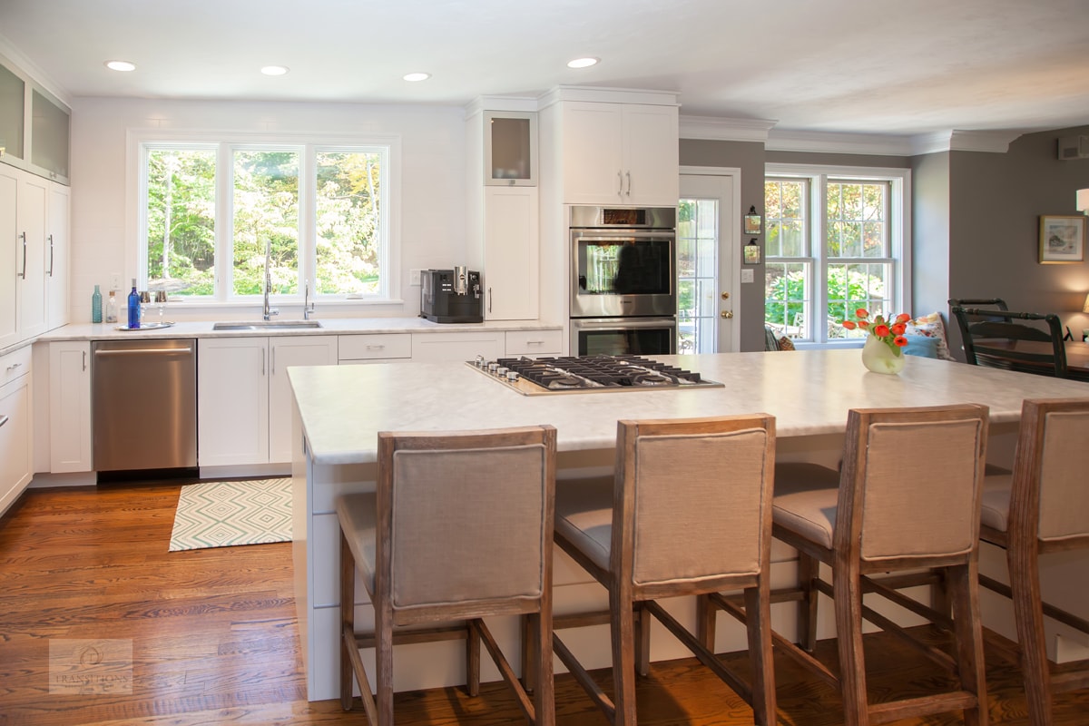 Wide view of the Marshfield contemporary kitchen with island and perimeter
