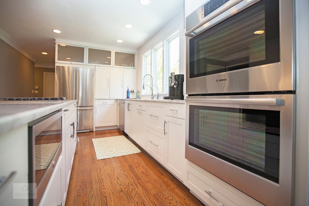 Large windows framing the view from the Marshfield kitchen