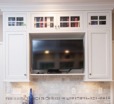 Kitchen design with built in TV