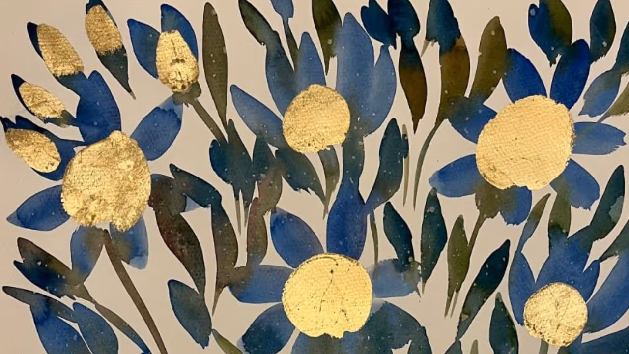 Painting of forget-me-nots — the flower of memory.