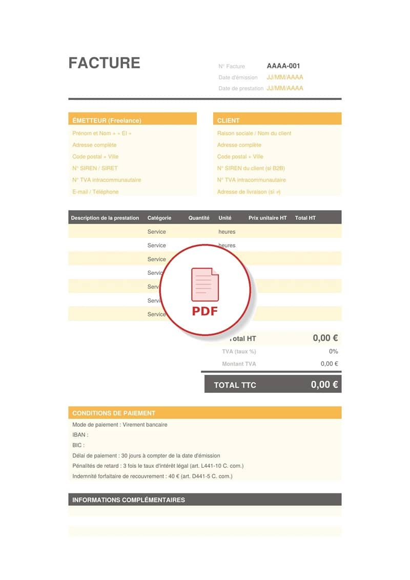 Modèle de facture freelance PDF 3