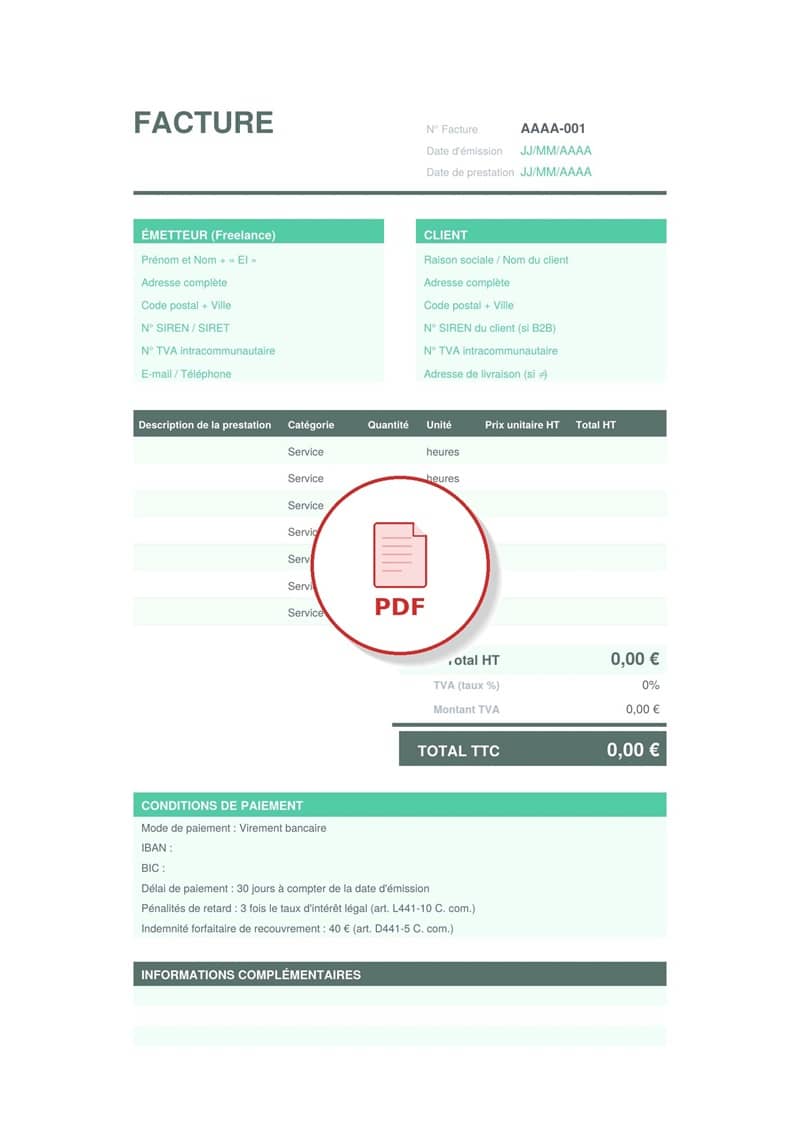 Modèle de facture freelance PDF 2