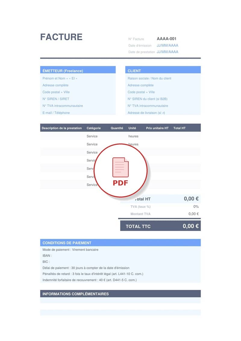 Modèle de facture freelance PDF 1