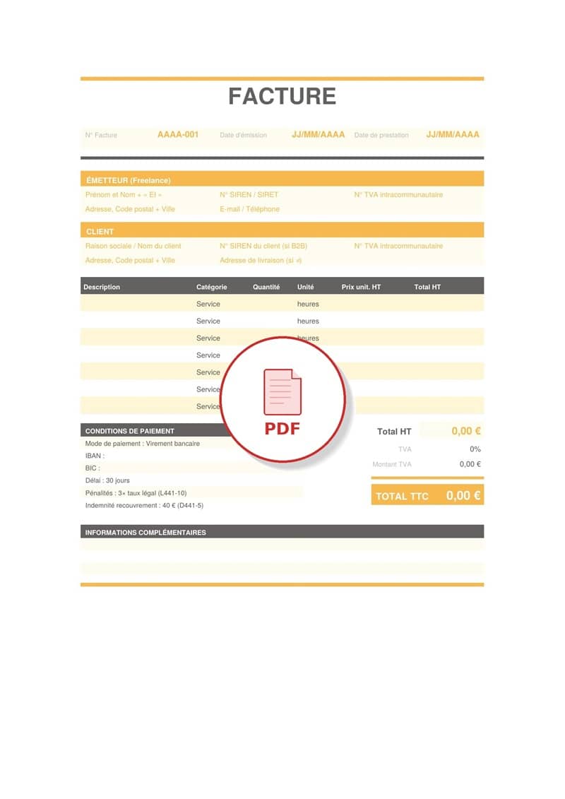 Modèle de facture freelance PDF 6