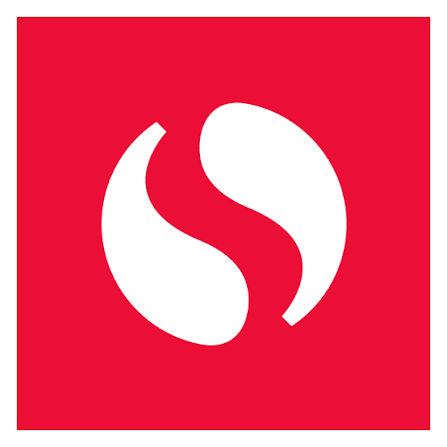 Qualcomm Snapdragon logo with stylized white 'S' shape on a red square background.