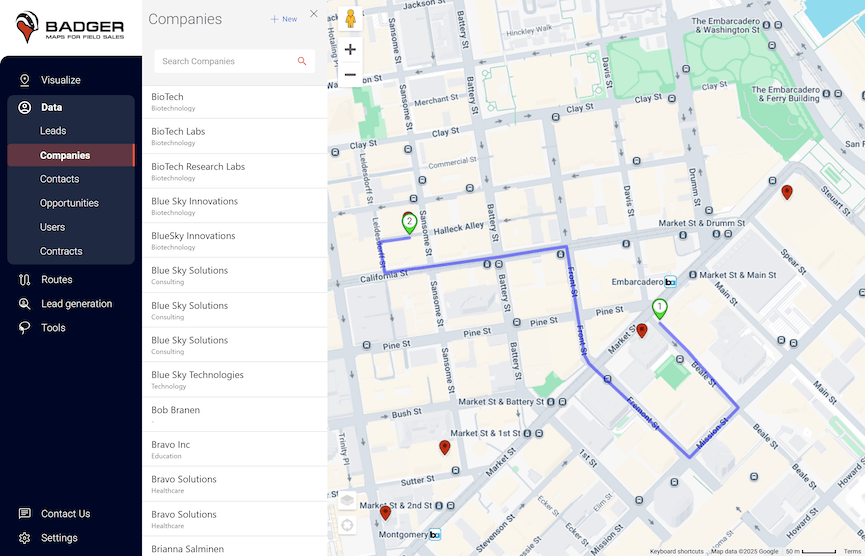 Badger Maps Dashboard
