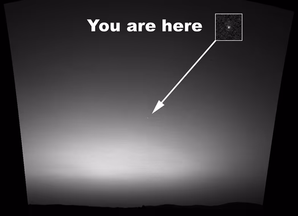 Image of eath from space and arrow with text "You are here"